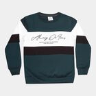 Boys Round Neck Sweatshirt, Dark Green, small image number null