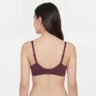 Women's Wine V-Neck Wireless Padded T-Shirt Bra, Wine, small