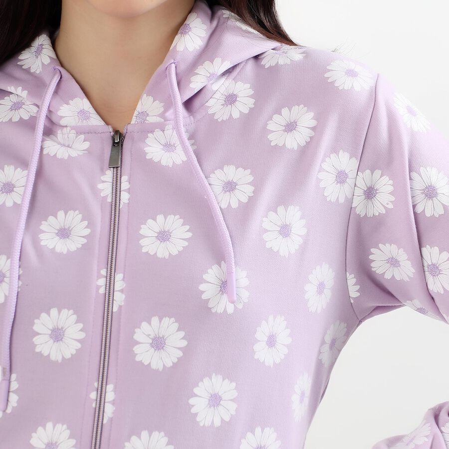 Women's Soft Lavender Hooded Casual Sweatshirt, लाइलेक, large image number null