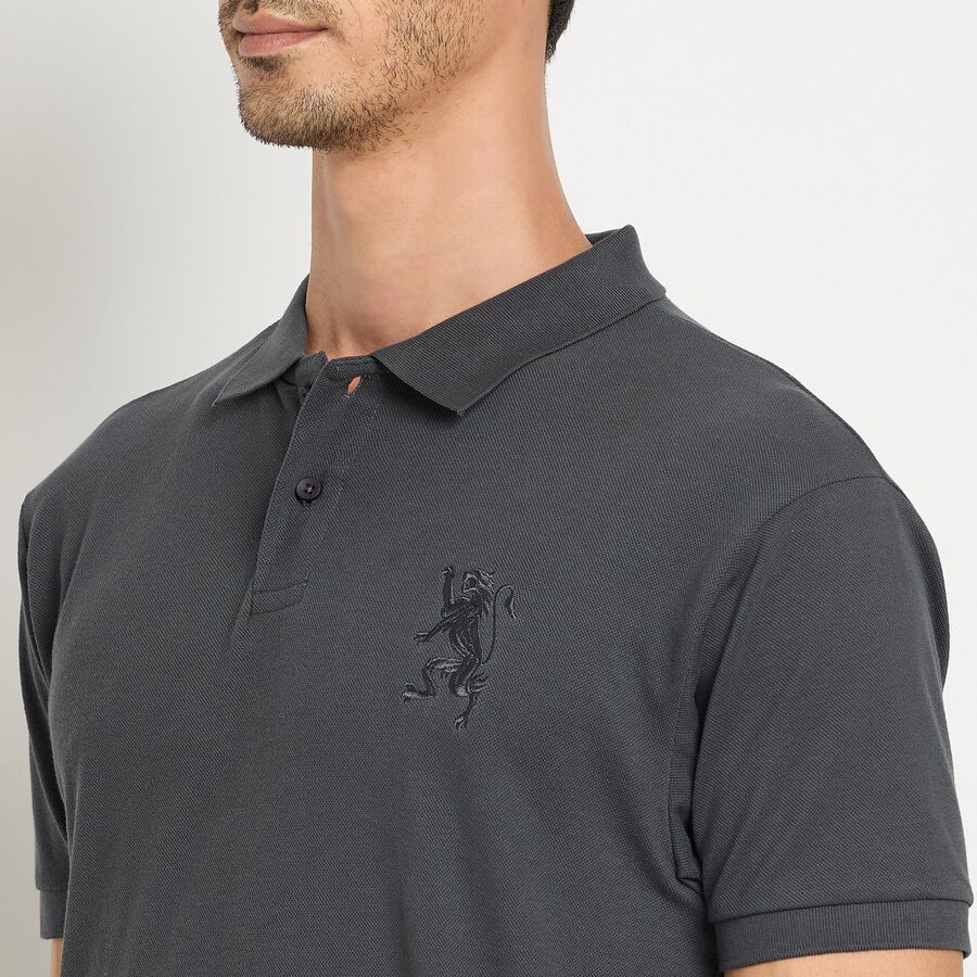 Men's Collared Half Sleeves T-Shirt, Dark Grey, large image number null