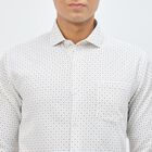 Men's Soft Beige Spread Collar Formal Shirt, Beige, small