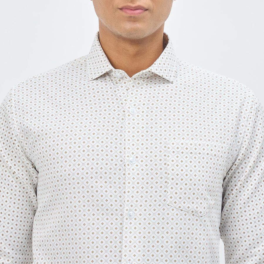 Men's Soft Beige Spread Collar Formal Shirt, Beige, large