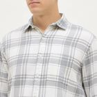 Men's Light Grey Cotton Spread Collar Casual Shirt, हल्का ग्रे, small