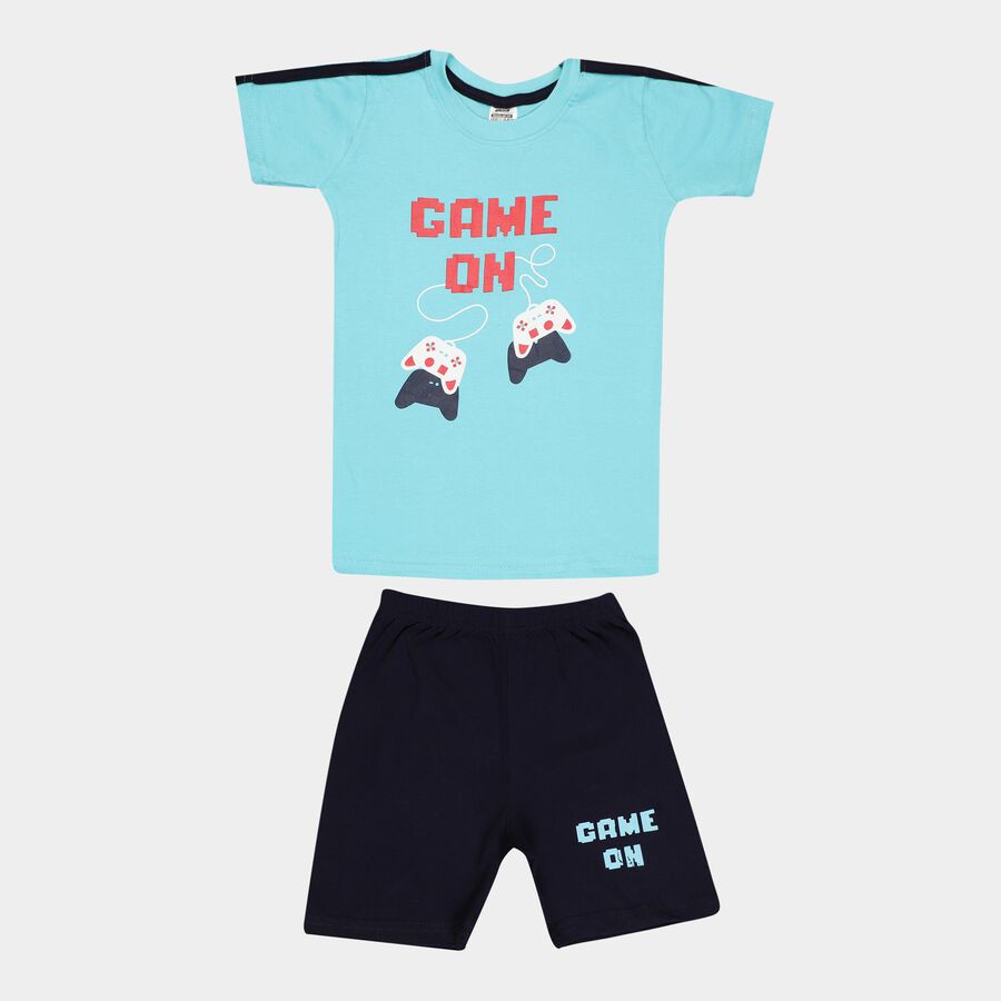 Boys Cotton Baba Suit, Light Blue, large image number null