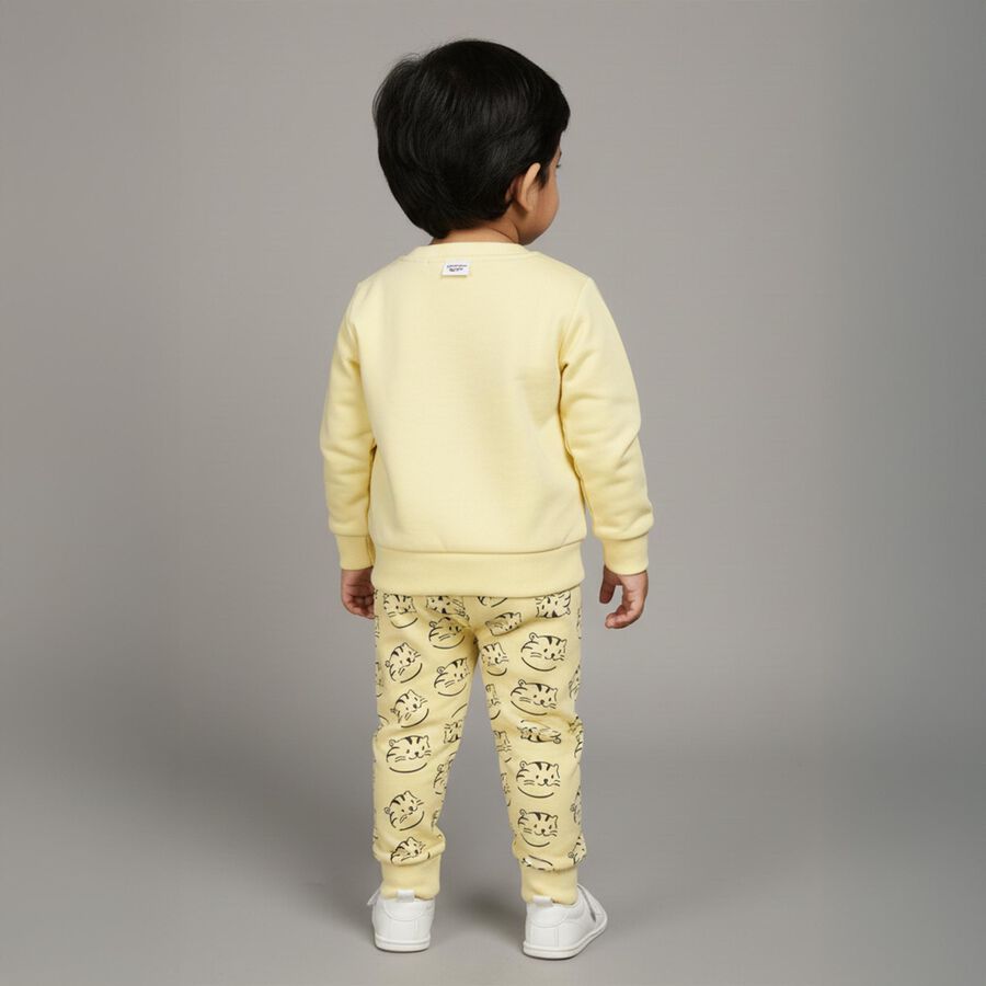 Infants Light Yellow Printed Baba Suit, Yellow, large image number null