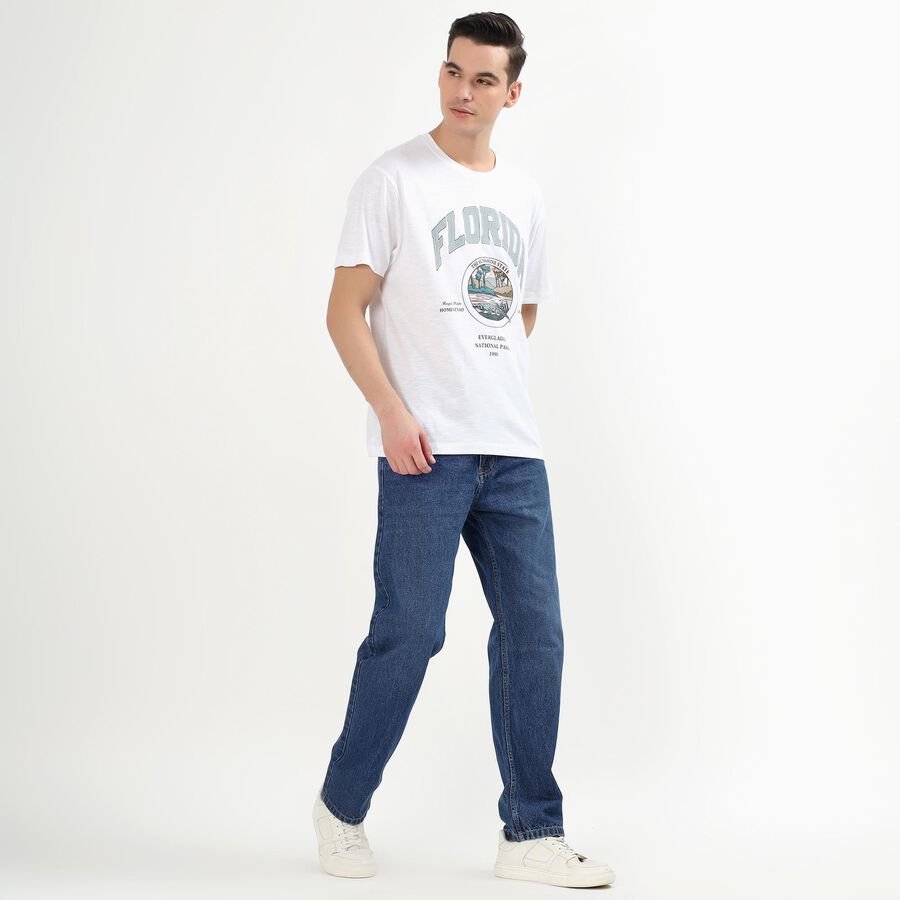 Men's 100% Cotton Jeans, मध्यम नीला, large image number null
