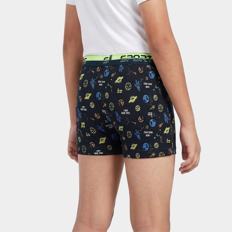 Boys Navy Blue Regular Fit Printed Trunks, नेवी ब्लू, large