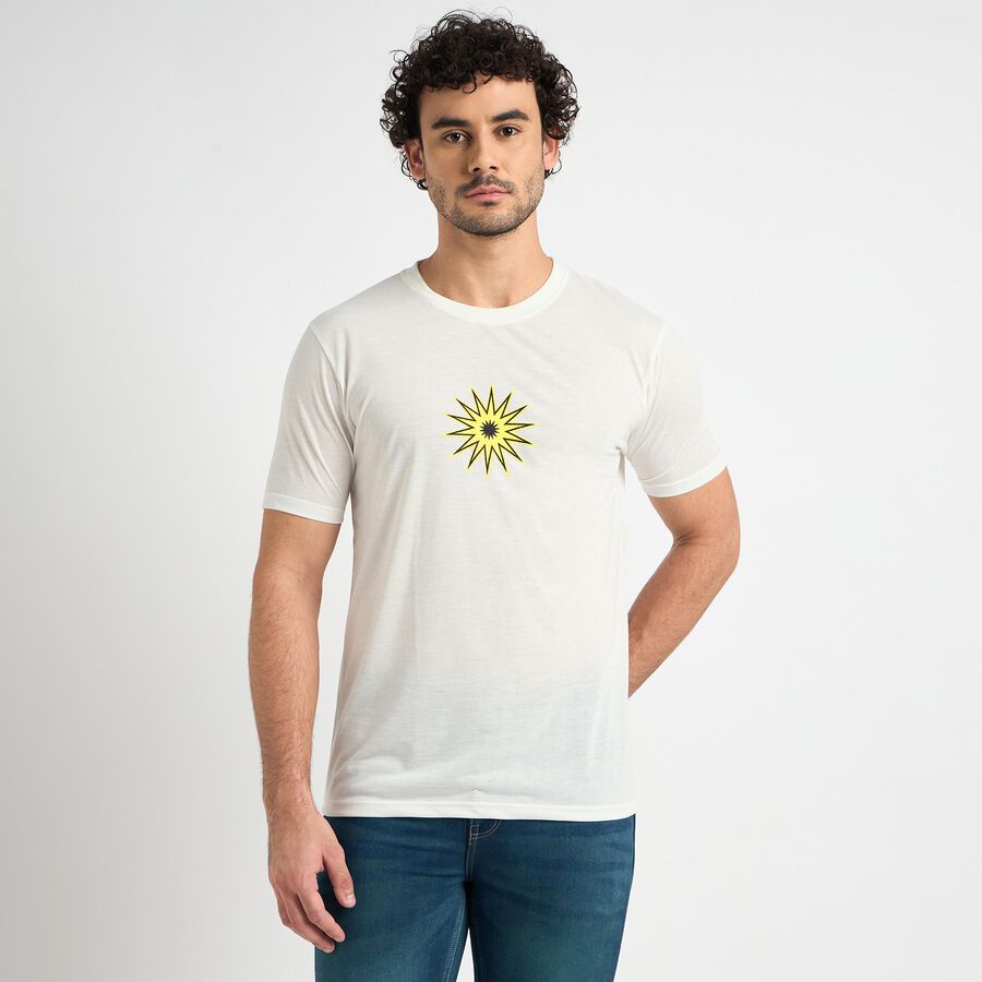 Men's Round Neck Half Sleeves T-Shirt , White, large image number null