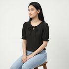Women's Black Neck Top, Black, small