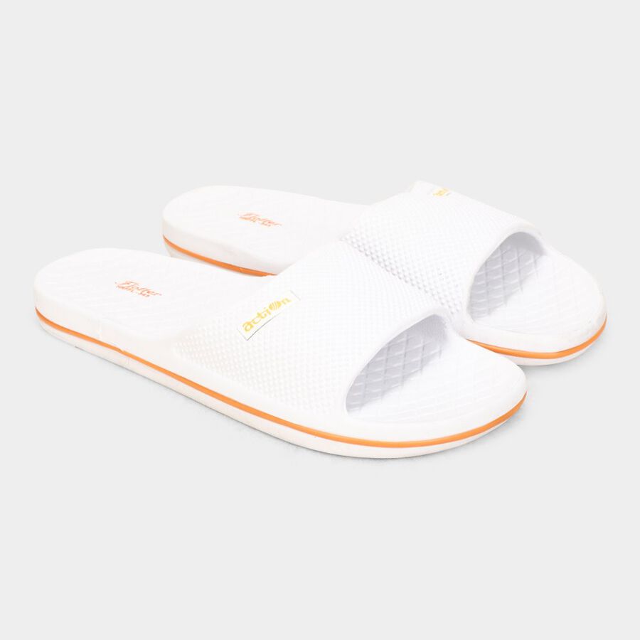 Mens Slider Flip Flops, White, large image number null