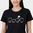 Ladies' Round Neck T-Shirt, काला, small