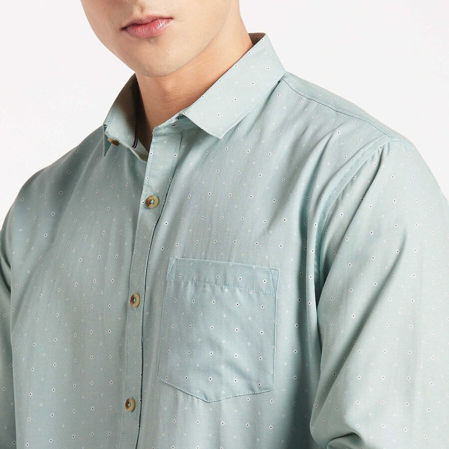 Regular Collar Casual Shirt, Light Green, large image number null
