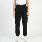 Women's Black Cargo Fit Utility Track Pants, Black, small