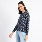Cotton Printed Top, Navy Blue, small image number null
