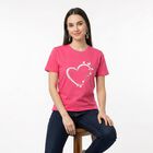 Women's Fuchsia Round Neck Regular T-Shirt, Fuchsia, small