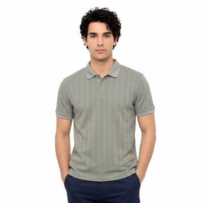 Men's Grey Polo Neck Polo T-Shirt