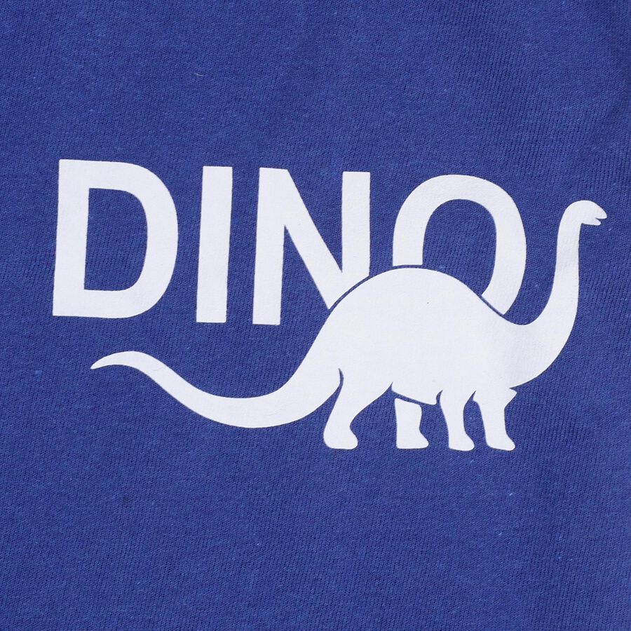 Boys' Royal Blue Dinosaur Printed Cotton Blend Pyjama, Royal Blue, large image number null