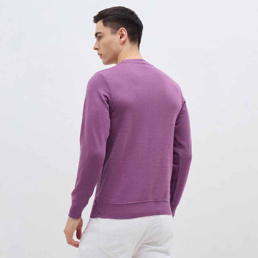 Men's Muted Purple Crew Neck Casual Pullover, Purple, large image number null