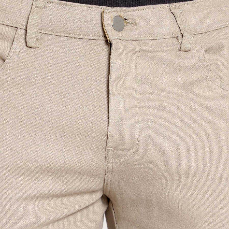Solid 5 Pocket Casual Trousers, Beige, large image number null