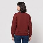 Women Maroon Crew Neck Pullover Sweatshirt, Rust, small