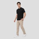 Men's Black Cotton Polo Neck Solid T-Shirt, Black, small