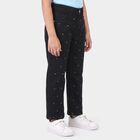Girls Black Straight Fit Printed Jeans, Black, small