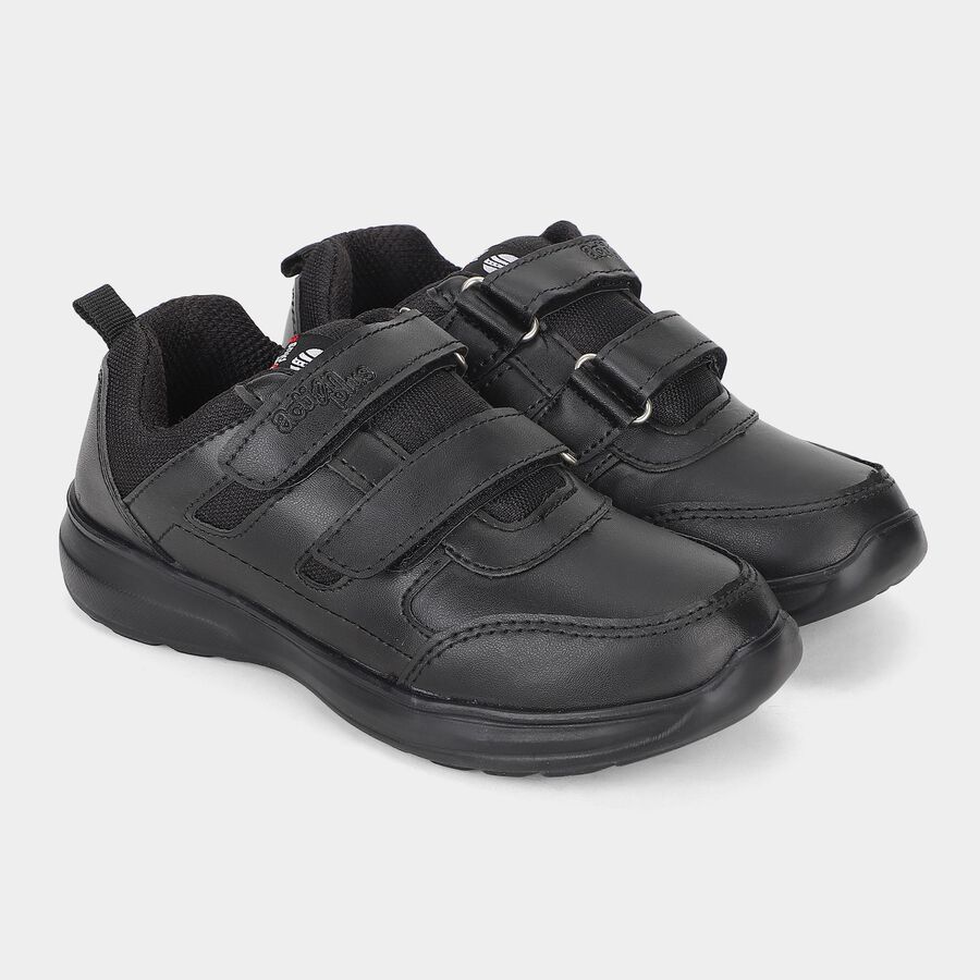 Boys' Black Velcro Sneakers Shoes, Black, large