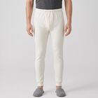 Men's Cream Ribbed Long Johns Thermal, ऑफ व्हाइट, small