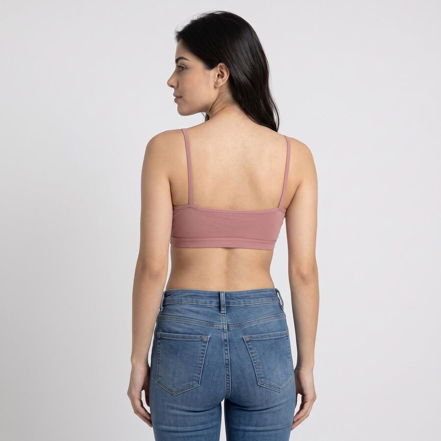 Women's Brown Cotton Blend Scoop Neck Bralette Bra, भूरा, large