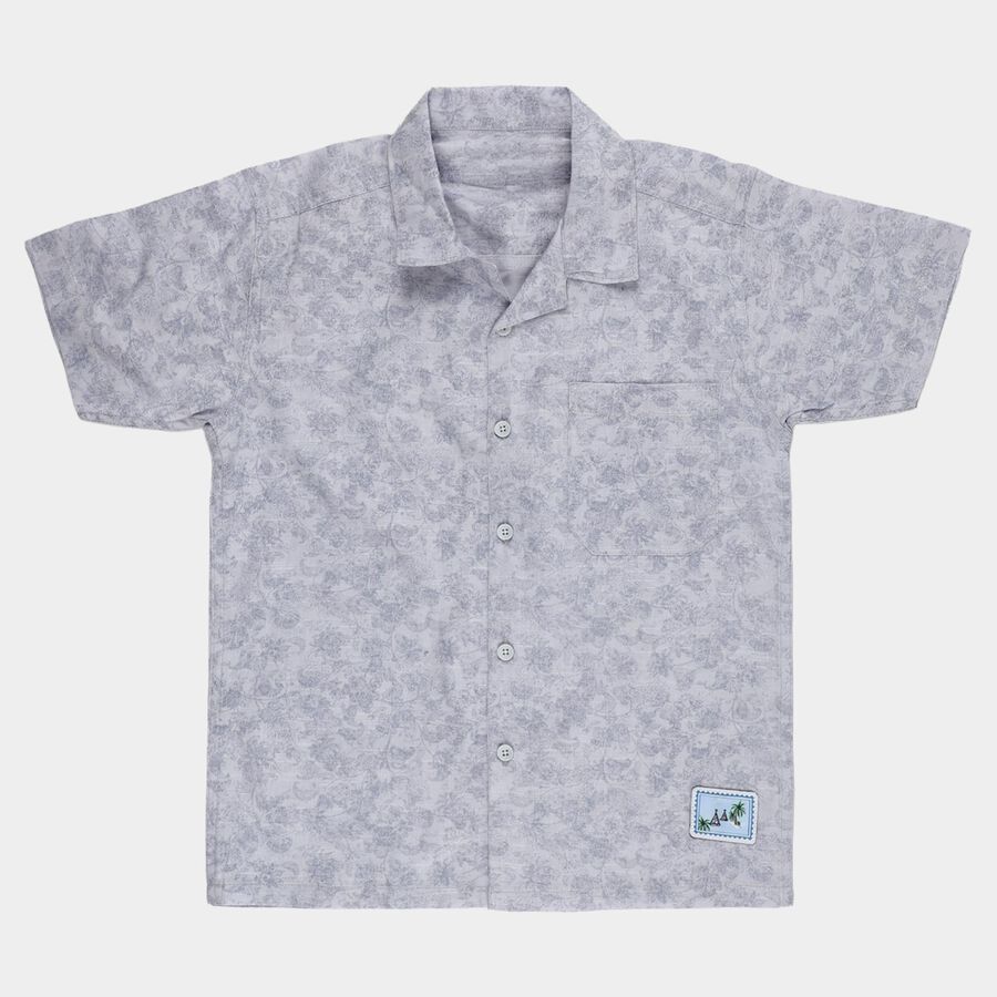 Boys' Blue Cotton Half Sleeve Classic Collar Checked Casual Shirt, Mid Blue, large