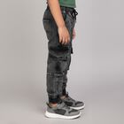 Boys Washed Black Cargo Fit Jeans, गहरा ग्रे, small image number null