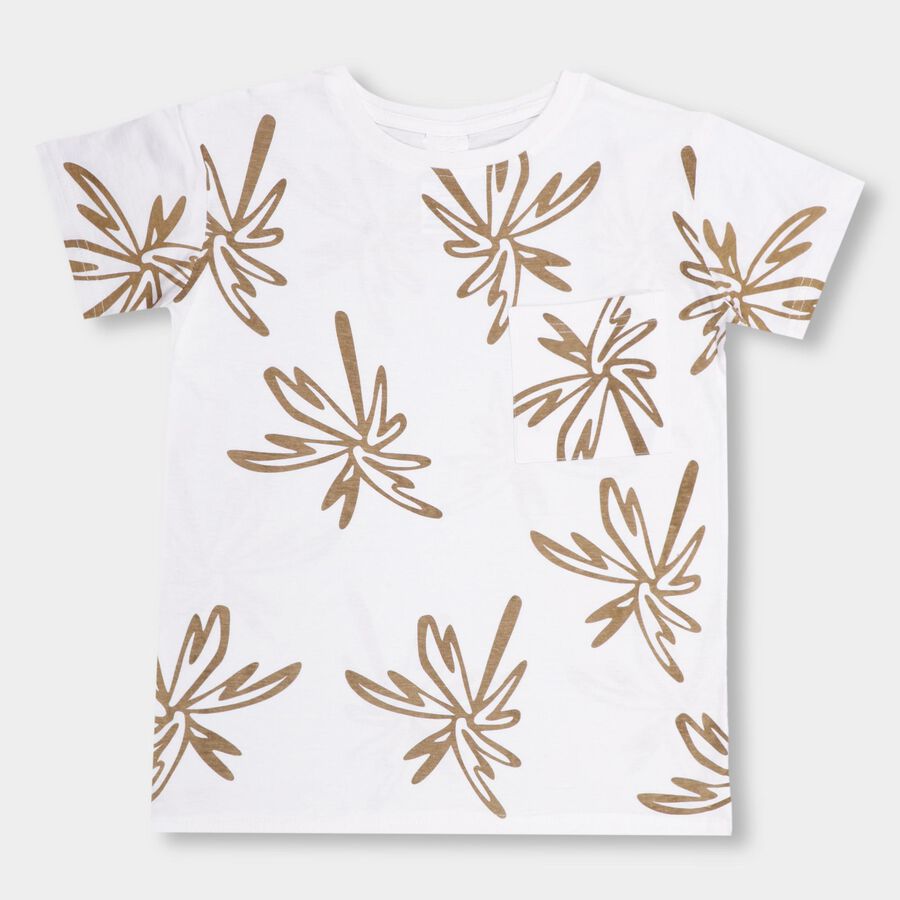 Boys' 100% Cotton Half Sleeves T-Shirt, White, large image number null