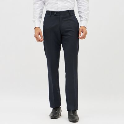 Men's Dark Charcoal Slim Fit Flat-Front Formal Trousers