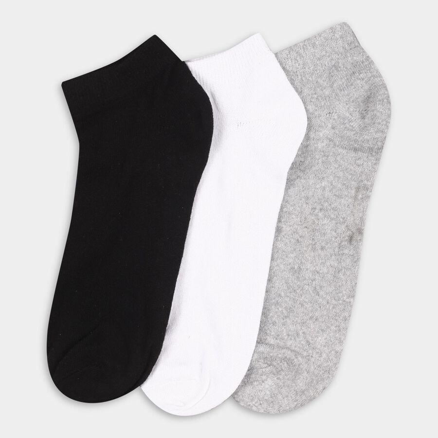 Men's Black, White, and Grey Ankle Socks, Black, large image number null
