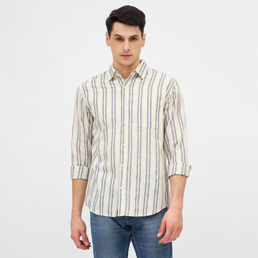 Men's Regular Collar Casual Shirt, Off White, large image number null