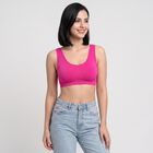 Women's Pink Scoop Neck Sports Bra, Pink, small