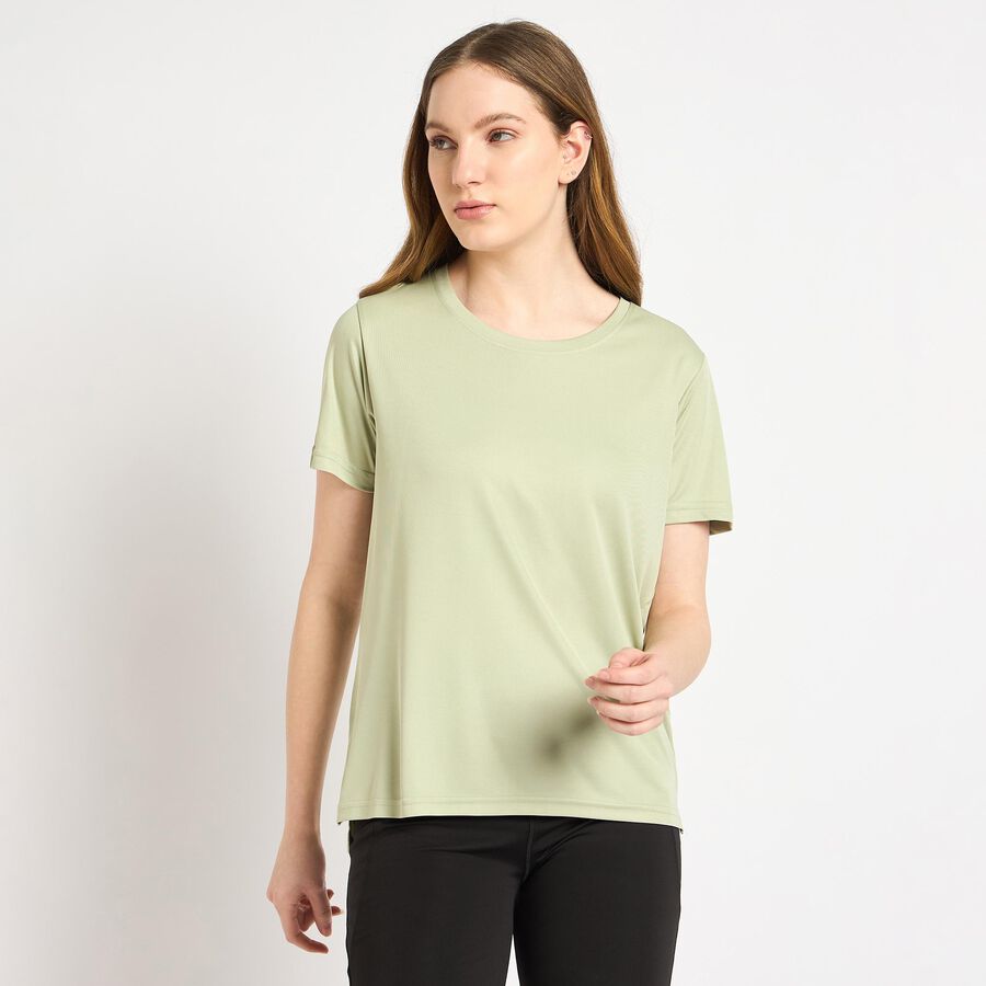 Ladies' Round Neck T-Shirt , Light Green, large