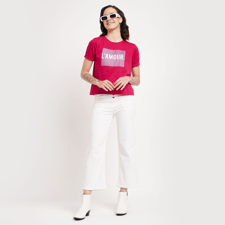 Round Neck T-Shirt, रानी (फ्यूशिया), large image number null