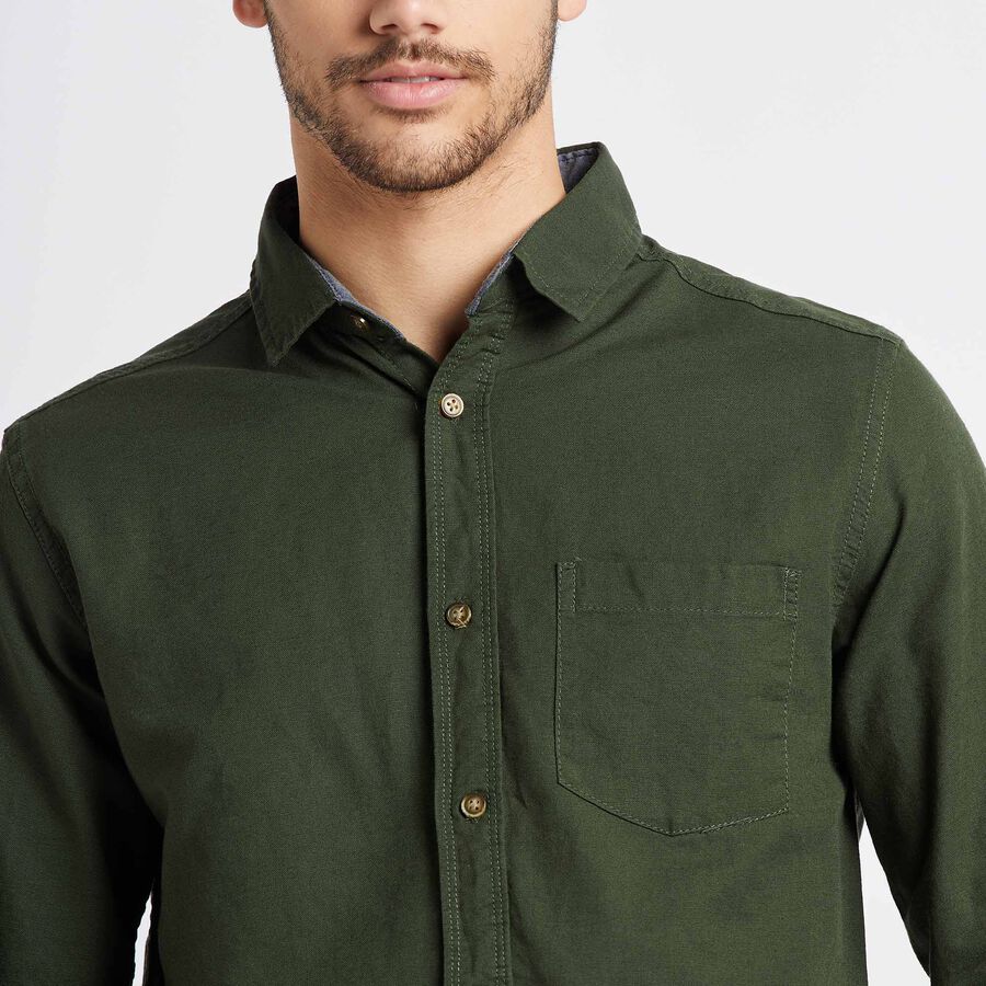 Cotton Solid Casual Shirt, Olive, large image number null