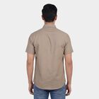 Men's Beige Spread Collar Casual Shirt, गहरा पीला, small
