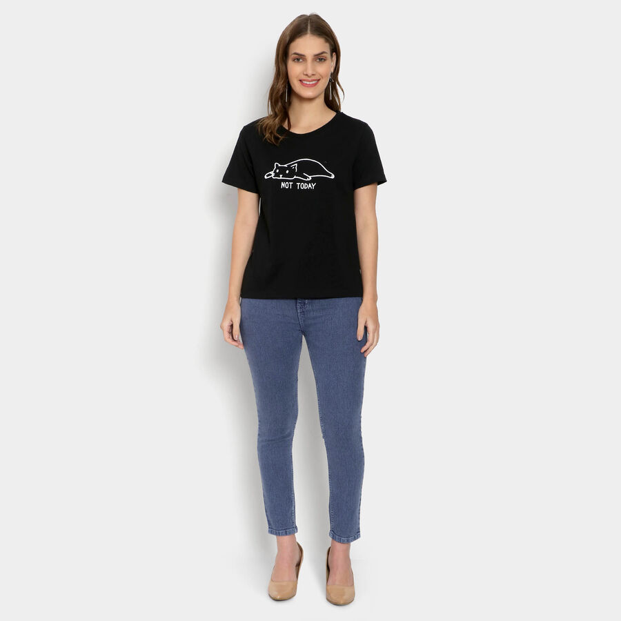 Round Neck T-Shirt, Black, large image number null