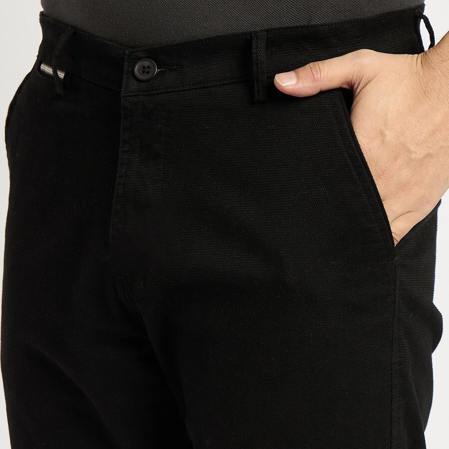 Men's Slim Fit Casual Trousers , काला, large image number null