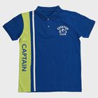 Boys Midnight Blue Cotton Crew Neck Casual Half Sleeve T-Shirt, Mid Blue, small