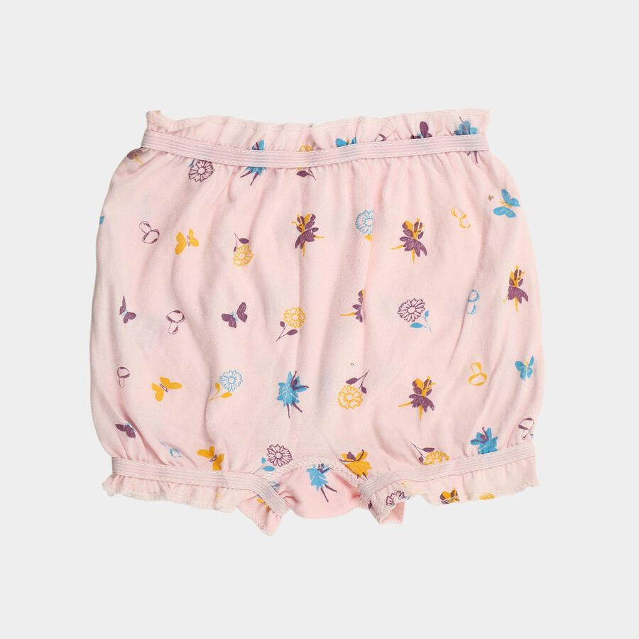 Girls' Pink Relaxed Fit Printed Ruffle Bloomers, गुलाबी, large
