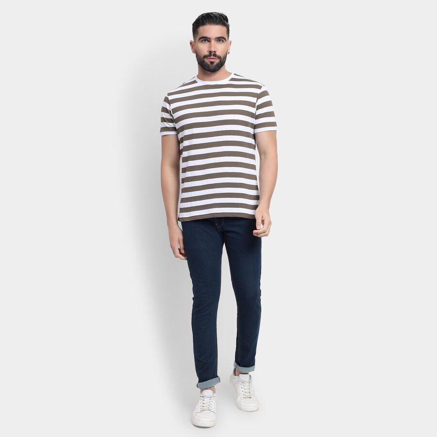 Men's Round Neck Half Sleeves T-Shirt , Khaki, large image number null