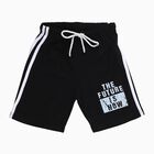 Boys Jet Black Graphic Printed Elastic Waist Bermuda Shorts, Black, small