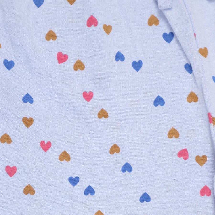 Girls' Light Lavender Heart Printed Jogger Pyjama, Light Blue, large image number null