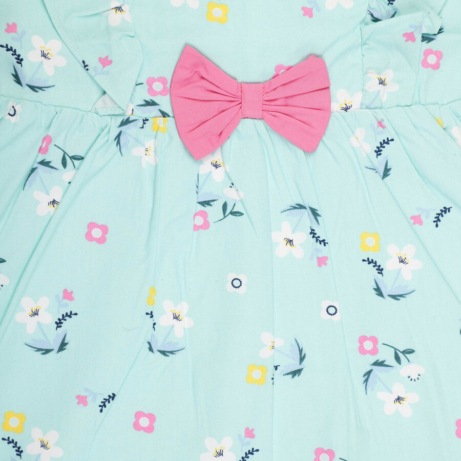 Girls Cotton Frock, Light Green, large image number null