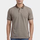 Men's Beige Cotton Polo Collar Classic T-Shirt, Beige, small