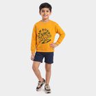 Boys' Mustard Crew Neck Graphic Print Sweatshirt, मस्टर्ड, small